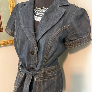 Baccini Dark Blue Denim Jacket with Belt Y2K
